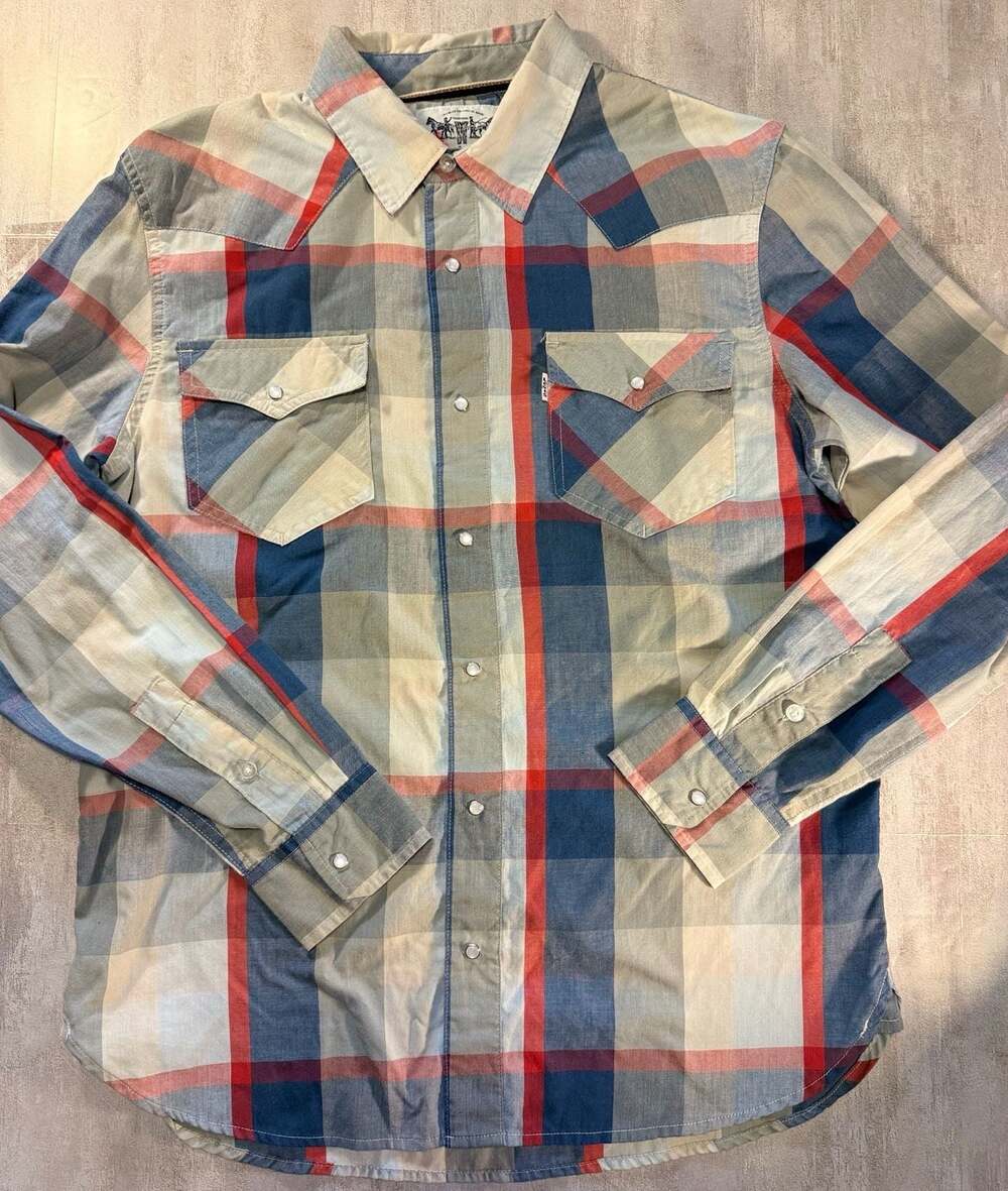 Levi's Men's Plaid Western Snap Shirt Size‎ Medium